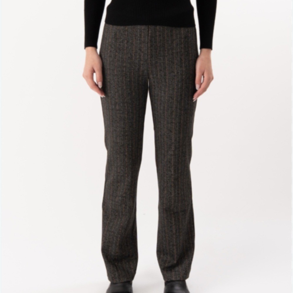 Vintage Elliott Lauren‎ Gray Pinstriped Flat Front Career Trousers Women's 8 EUC